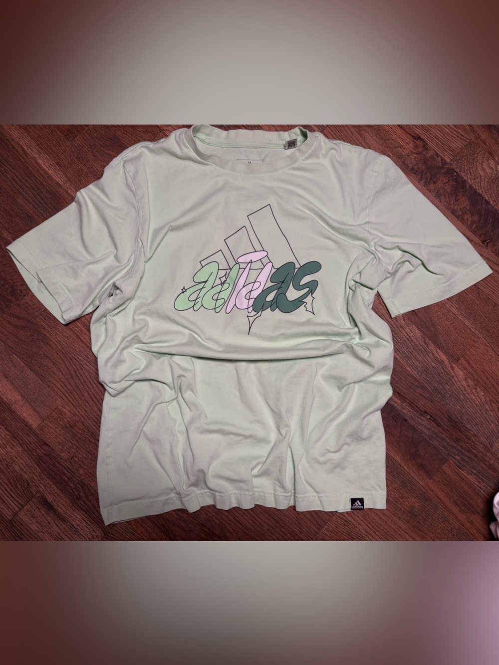 Light Green Men’s Adidas Graffiti Style Overlay Tee